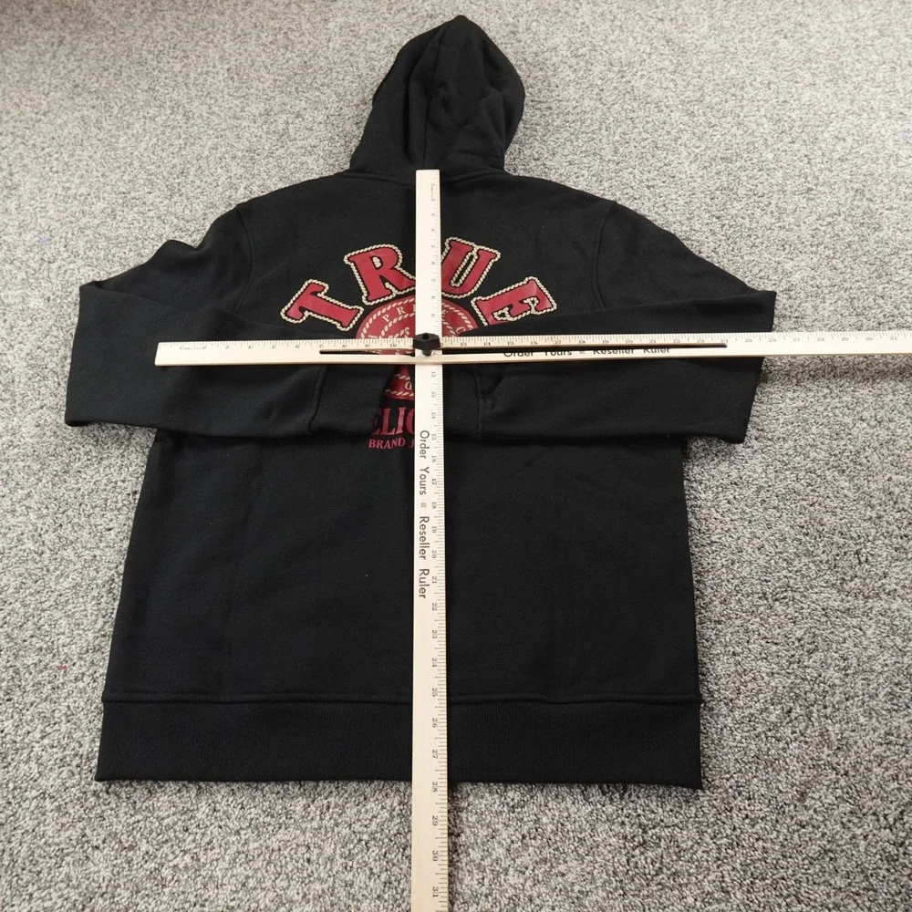 NEW True Religion Hoodie Mens L Black Logo Full Zip‎ Sweatshirt Sweater Jacket